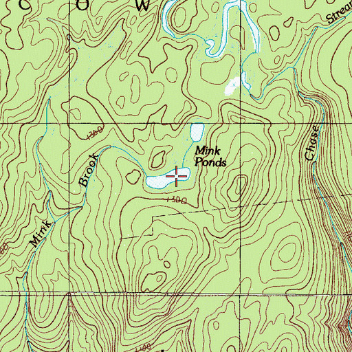 Topographic Map of Mink Ponds, ME