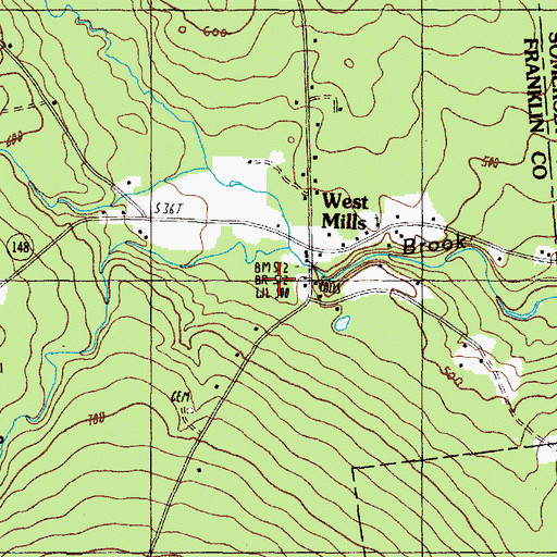 Topographic Map of Mitchell Brook, ME