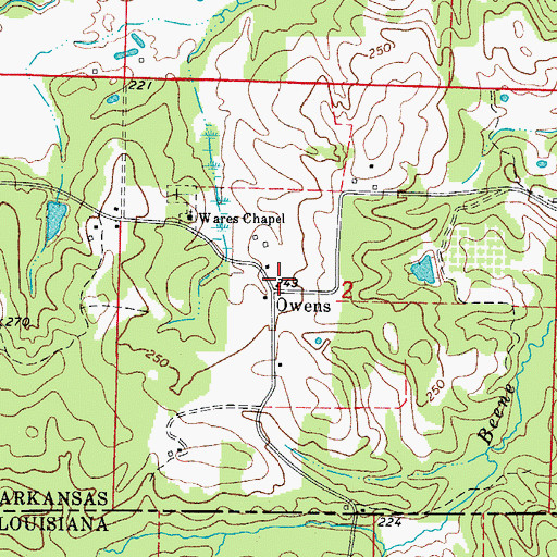 Topographic Map of Owens, AR