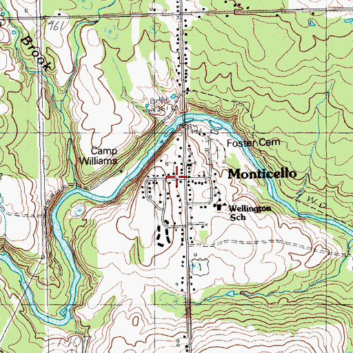 Topographic Map of Monticello, ME