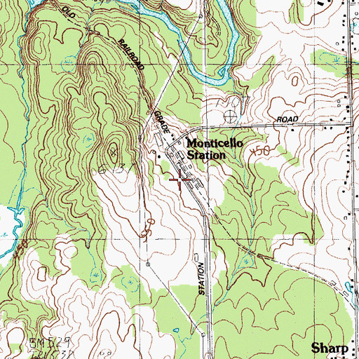 Topographic Map of Monticello Station, ME