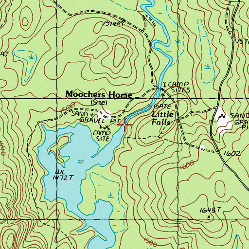 Topographic Map of Moochers Home, ME