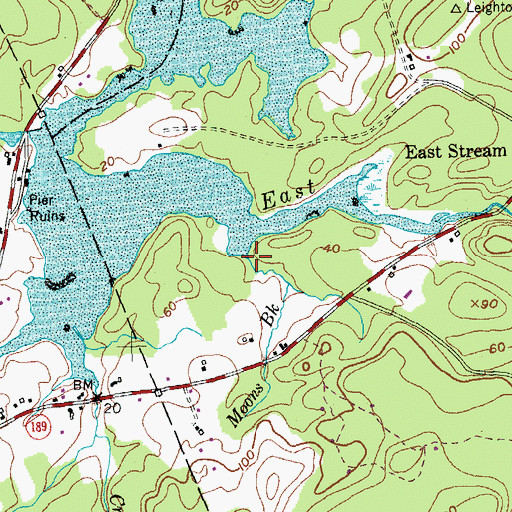 Topographic Map of Moons Brook, ME
