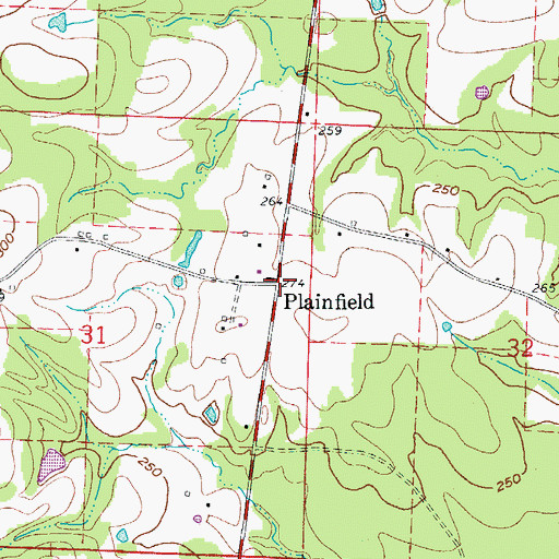 Topographic Map of Plainfield, AR