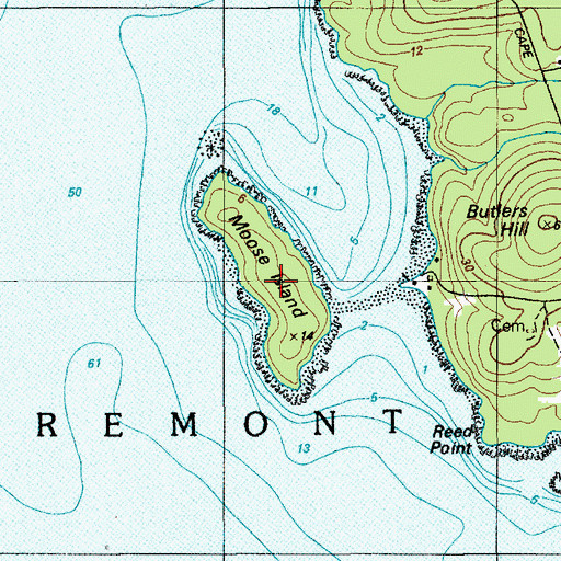 Topographic Map of Moose Island, ME