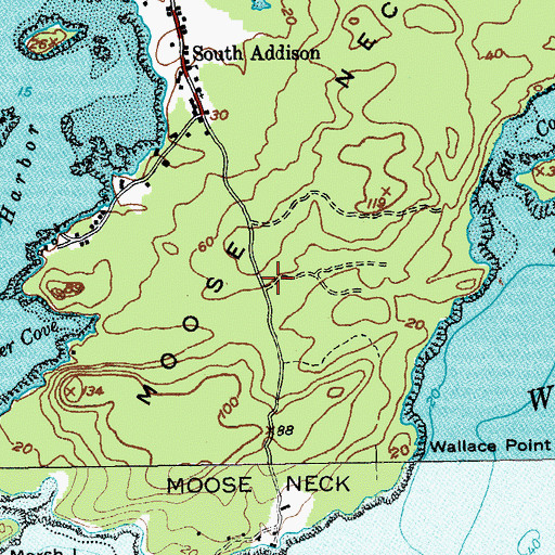 Topographic Map of Moose Neck, ME