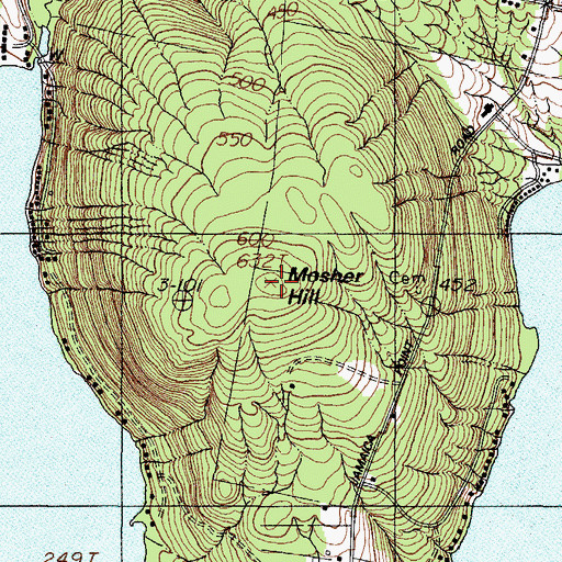 Topographic Map of Mosher Hill, ME