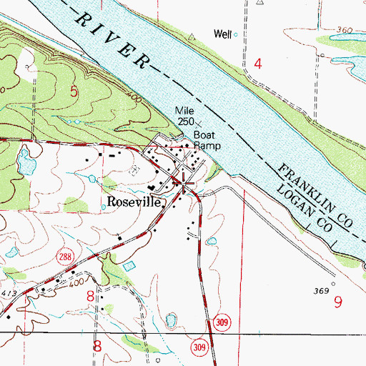 Topographic Map of Roseville, AR