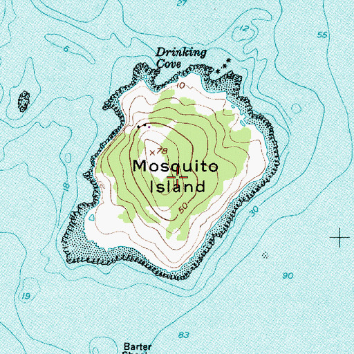 Topographic Map of Mosquito Island, ME
