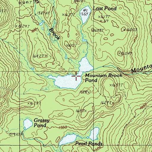 Topographic Map of Mountain Brook Pond, ME