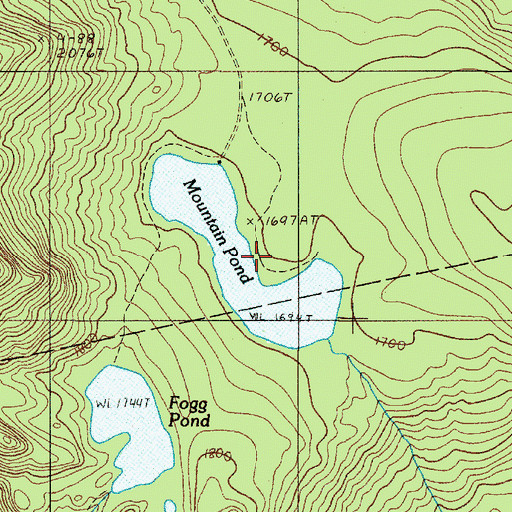Topographic Map of Mountain Pond, ME