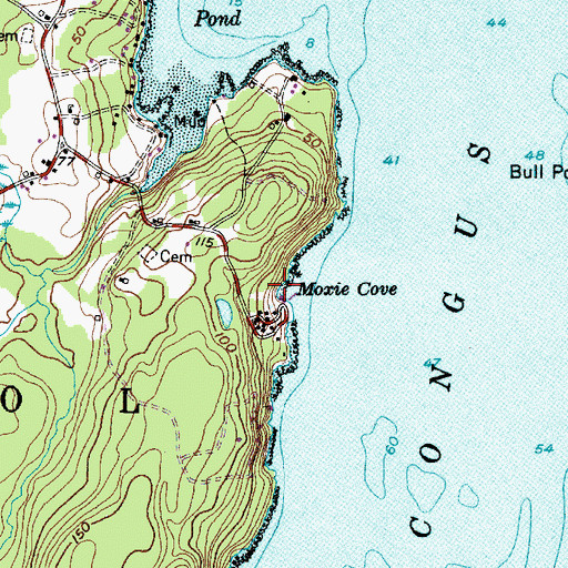 Topographic Map of Moxie Cove, ME
