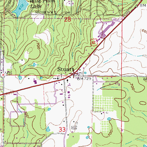 Topographic Map of Stuart, AR