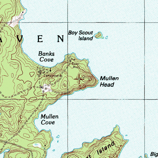 Topographic Map of Mullen Head, ME