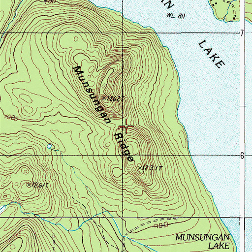 Topographic Map of Munsungan Ridge, ME