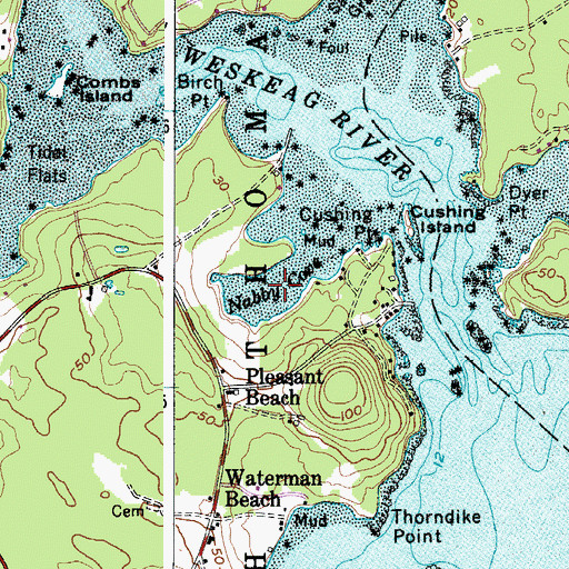 Topographic Map of Nabby Cove, ME