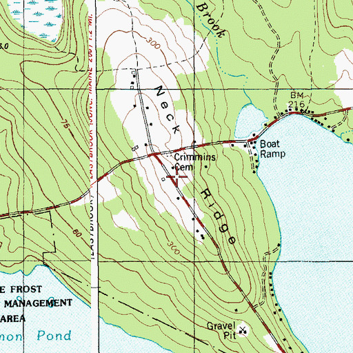Topographic Map of Neck Ridge, ME