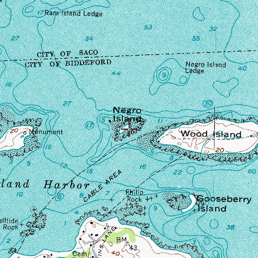 Topographic Map of Negro Island, ME