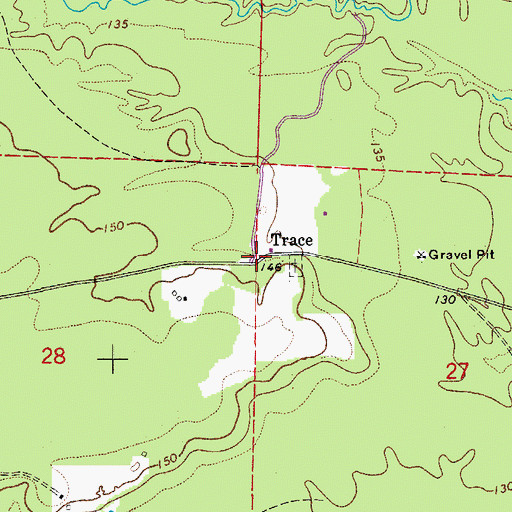 Topographic Map of Trace, AR