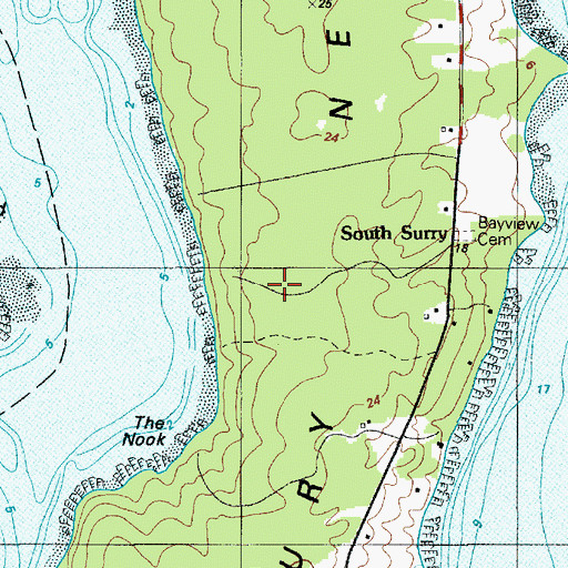 Topographic Map of Newbury Neck, ME