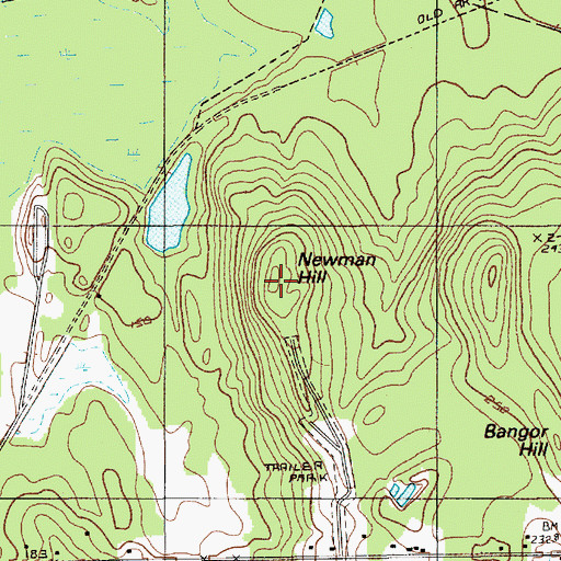Topographic Map of Newman Hill, ME