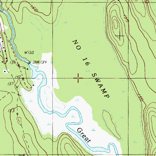 Topographic Map of Number Sixteen Swamp, ME