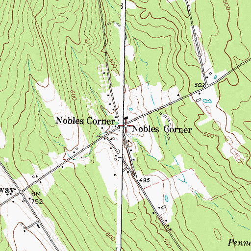 Topographic Map of Nobles Corner, ME