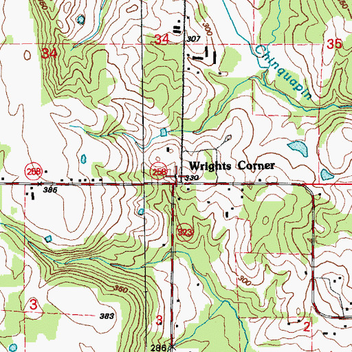 Topographic Map of Wrights Corner, AR
