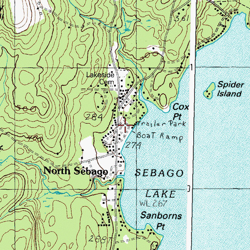 Topographic Map of North Sebago, ME