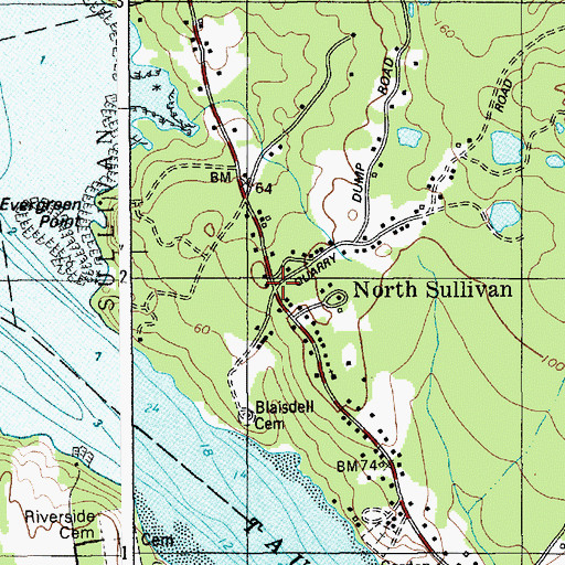 Topographic Map of North Sullivan, ME
