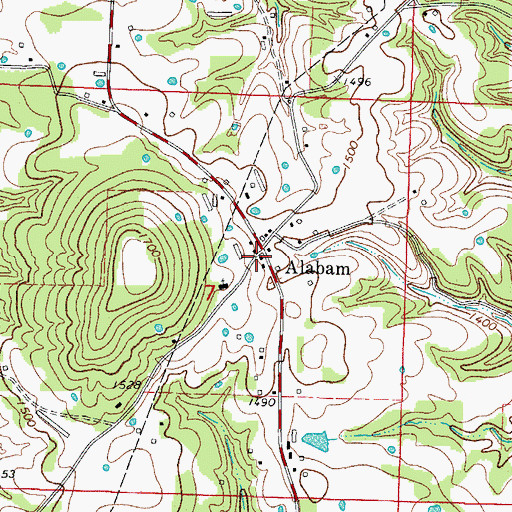 Topographic Map of Alabam, AR