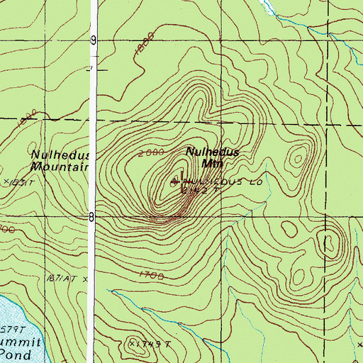 Topographic Map of Nulhedus Mountain, ME