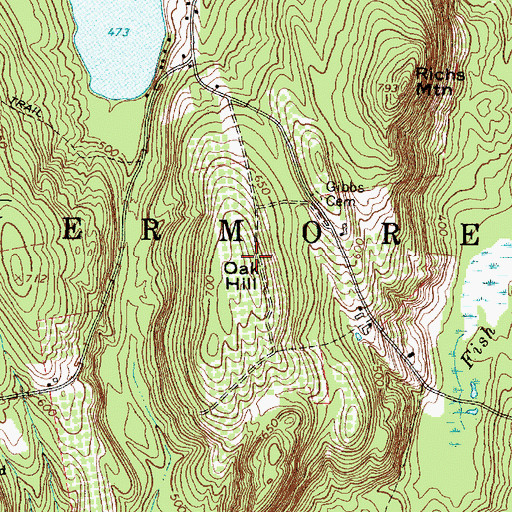 Topographic Map of Oak Hill, ME