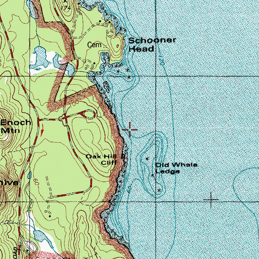 Topographic Map of Oak Hill Cliff, ME