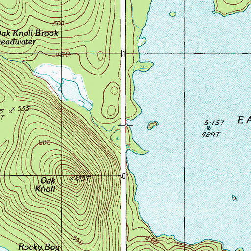 Topographic Map of Oak Knoll Brook, ME