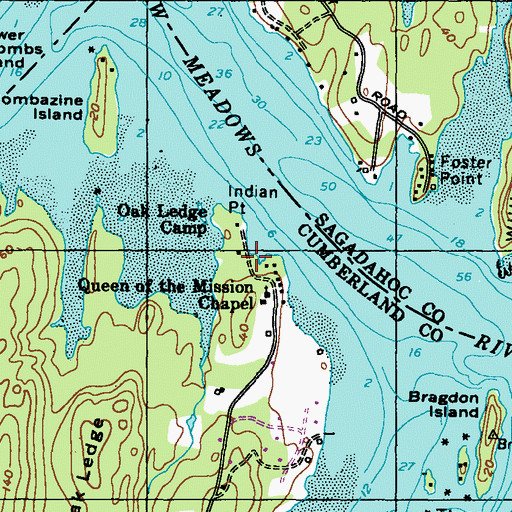 Topographic Map of Oak Ledge Camp, ME
