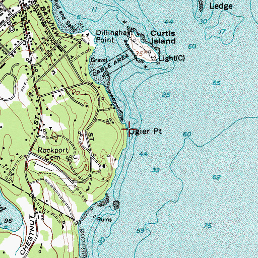 Topographic Map of Ogier Point, ME