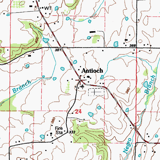 Topographic Map of Antioch, AR