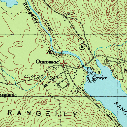 Topographic Map of Oquossoc, ME