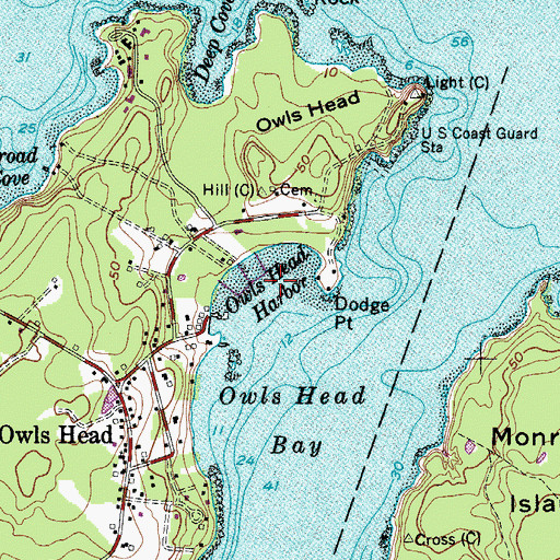 Topographic Map of Owls Head Harbor, ME