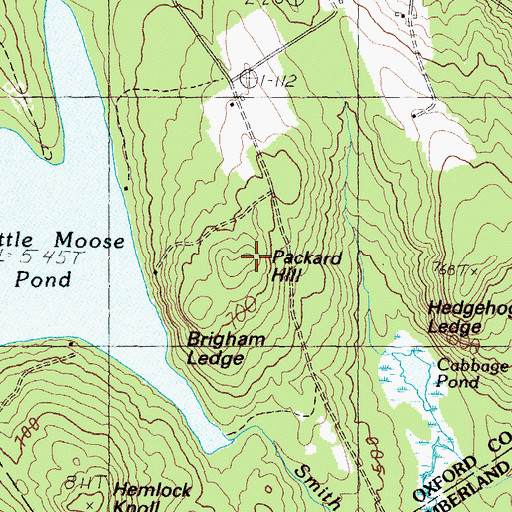 Topographic Map of Packard Hill, ME
