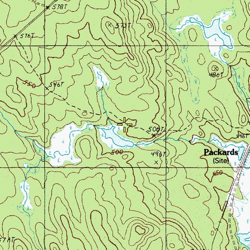 Topographic Map of Packards Trail, ME