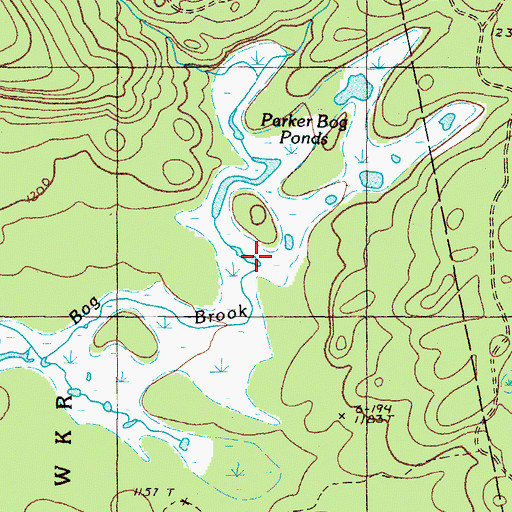 Topographic Map of Parker Bog Ponds, ME
