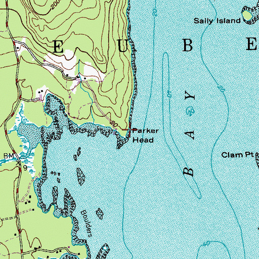 Topographic Map of Parker Head, ME