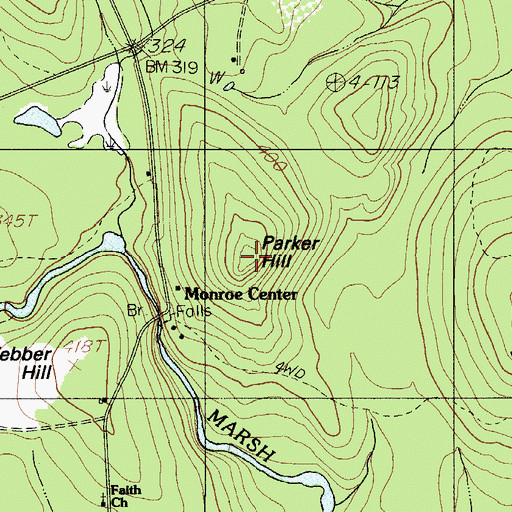 Topographic Map of Parker Hill, ME