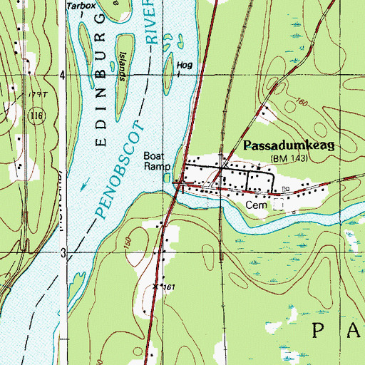 Topographic Map of Passadumkeag, ME
