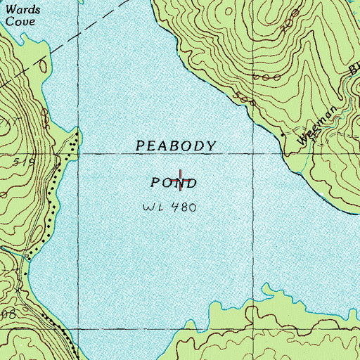 Topographic Map of Peabody Pond, ME