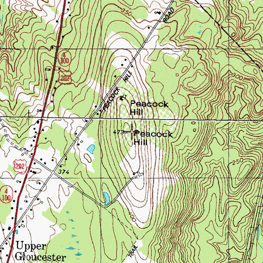 Topographic Map of Peacock Hill, ME