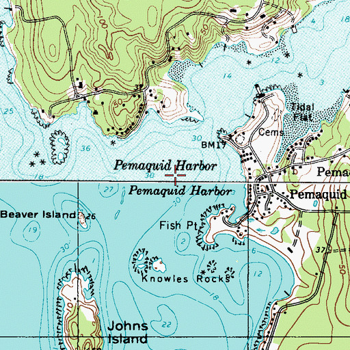 Topographic Map of Pemaquid Harbor, ME