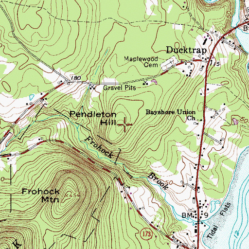 Topographic Map of Pendleton Hill, ME